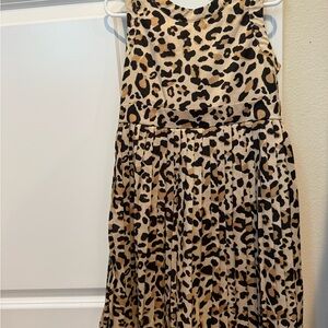 Janie and Jack Leopard Print Sleeveless Dress in Tan and Black